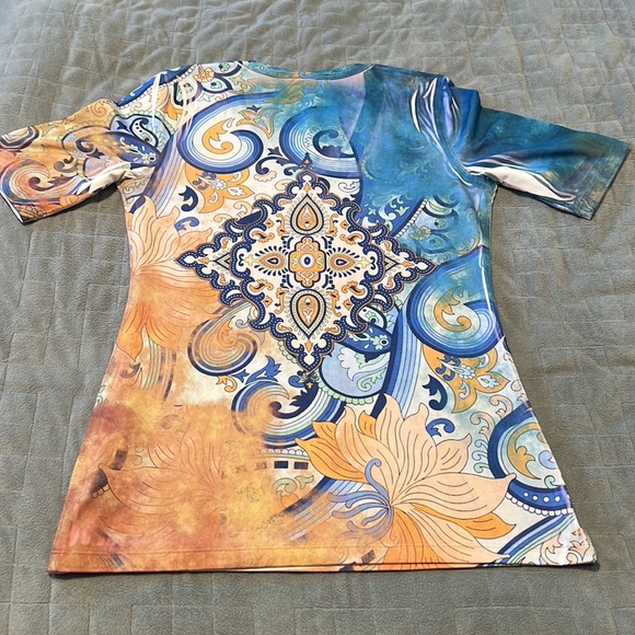 Karen by Karen Kane Short-Sleeve Shirt, Boho, Floral, Colorful,  Sleeves, Size M - Picture 2 of 9